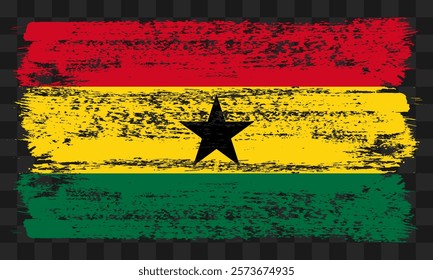 Vector Ghana flag in grunge style on transparent background