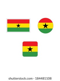 Vector Ghana Flag and Icon Set