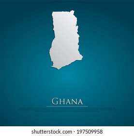 vector Ghana Map card paper on blue background, high detailed