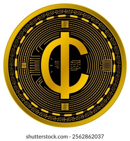 Vector of Ghanaian cedi Digital Currency in gold and black colors on a white background.