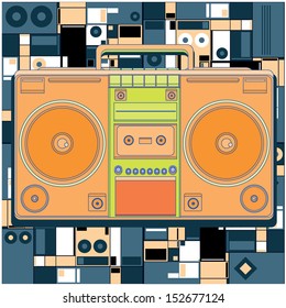 vector ghetto blaster with background