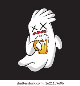 Vector ghost with beer in hand 