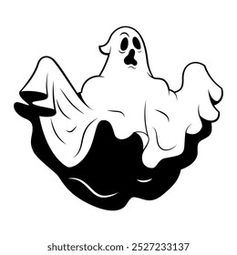 Vector Ghost Character Cartoon Pin Up Retro Style Illustration Isolated