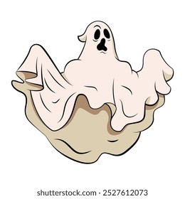 Vector Ghost Character Cartoon Pin Up Retro Style Illustration Isolated