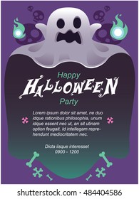 Vector Ghost Character Happy Halloween Invitation Card