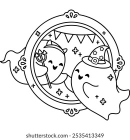 a vector of ghost dressing in costumes