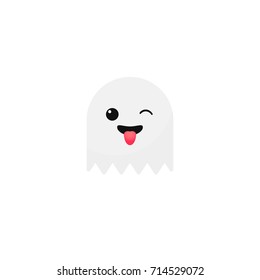 Vector Ghost Emoji Character Halloween Icon Isolated On White Background