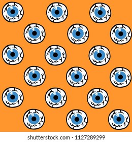 Vector ghost eye on yellow background.