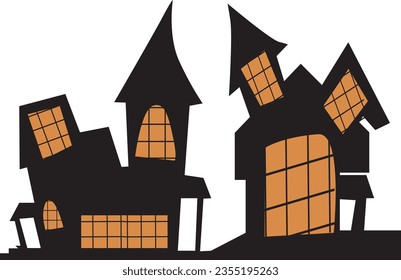 Vector ghost house Silhouette Creepy old style for Halloween festival 31st October