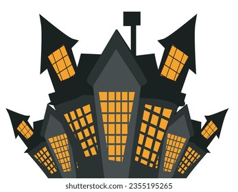 Vector ghost house Silhouette Creepy old style for Halloween festival 31st October