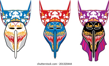 Vector Ghost mask on white background in Ghosh Mash Festival Phi Ta Khon festival at Loei Province,Thailand