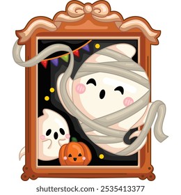 a vector of a ghost in a mummy costume