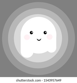 Vector ghost on gray background. Illustration in flat style.