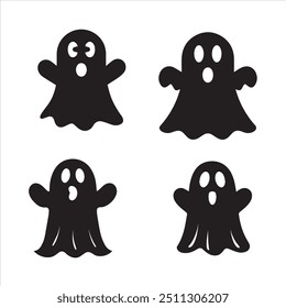 Vector ghost silhouette with white background 