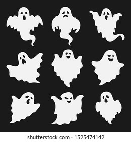 vector ghost white shadow set on black background