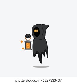 Vector of Ghost who bring a lamp