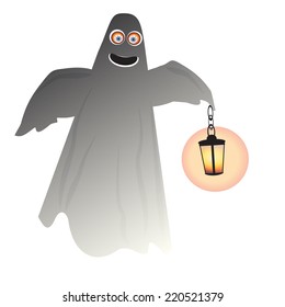 vector ghosts and lantern Halloween decorate illustration.