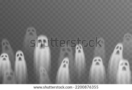 Vector ghosts on isolated transparent background. Ghost PNG. Halloween object. Foto stock © 