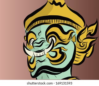 Vector of giant face in Thai Style