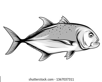 Vector of Giant Trevally on white background. Fish cartoon. 