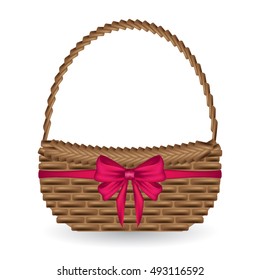 Vector Of Gift Basket And Adorn Bow Ribbon 