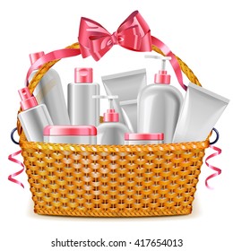 Vector Gift Basket With Cosmetics