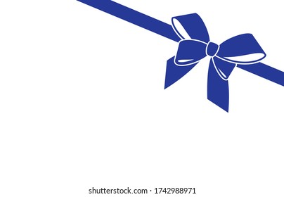 Vector gift blue bow with curled ribbon for page decor. Concept for invitation, banners, gift cards, congratulation or website layout vector.
