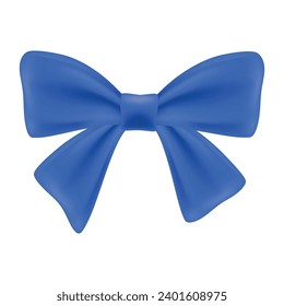 Vector gift bows silk blue ribbon with decorative bow. realistic luxury festive satin tape for decor.