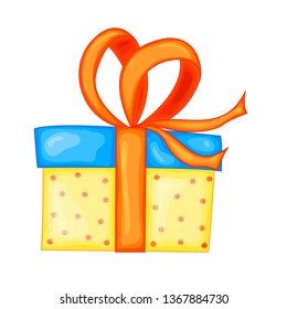 Vector gift box. Beautiful present box with overwhelming bow.