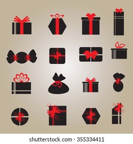 Vector Gift box black icons  background