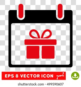 Vector Gift Box Calendar Day EPS vector icon. Illustration style is flat iconic bicolor intensive red and black symbol on a transparent background.