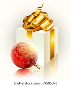 Vector gift box & christmas bauble
