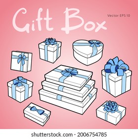 Vector gift box collection with bows and ribbons