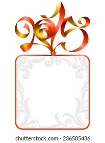 Vector gift box frame and ribbon in the shape of 2015. Symbol of New Year