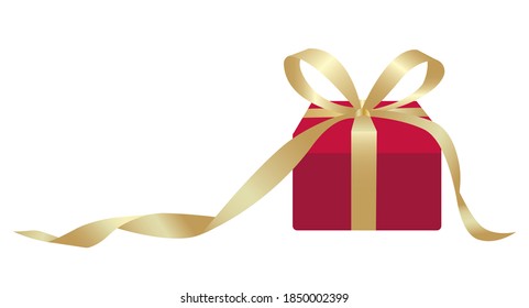 Navidad vectorial  caja de regalo con arco dorado. Regalos para el cumpleaños,  valentina, año nuevo.