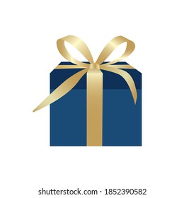 Vector christmas  gift box with golden bow. Gift presents for birthday,  valentine, new year.