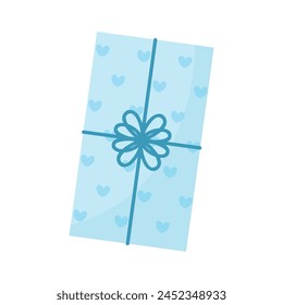 Vector Gift Box With Hearts illustration on white.