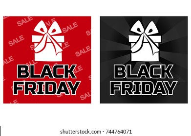 Vector Gift box icon black Friday in black and red color