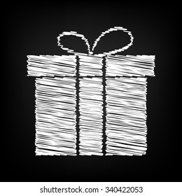 vector gift box icon with chalk effect 