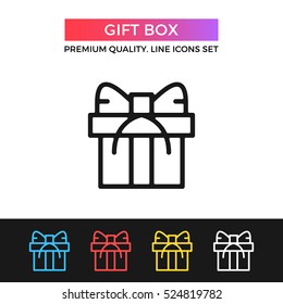 Vector gift box icon. Christmas gift concept. Premium quality graphic design. Modern signs, outline symbols collection, simple thin line icons set for websites, web design, mobile app, infographics