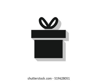 Vector gift box icon with long shadow effect