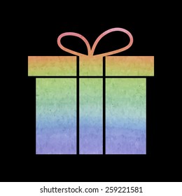 vector gift box icon. Watercolor effect