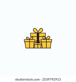 Vector Icono de la caja de regalo en color amarillo, caja de regalo amarilla