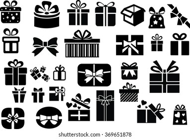 Vector Gift Box Icons, Holiday Presents