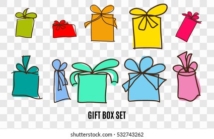 Vector gift box illustration stock vector.Set of gift boxes. Hand drawn illustration