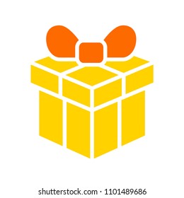Vector gift box, present package, birthday icon.