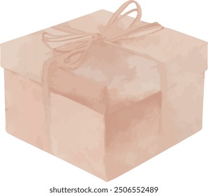 Vector, gift box, present, ribbon, velvet box, pink box, festive, Watercolor illustration, Greeting cards, invitation, party, baby shower, birthday, event, holiday, wedding card, printable.