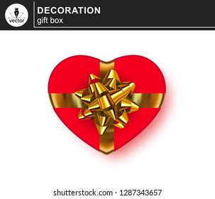 Vector gift box. Realistic heart shaped gift box.