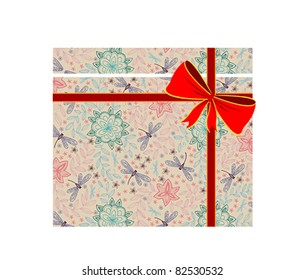 Vector gift box with red bow