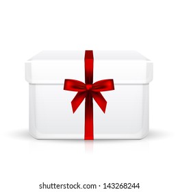 Vector gift box with red ribbon